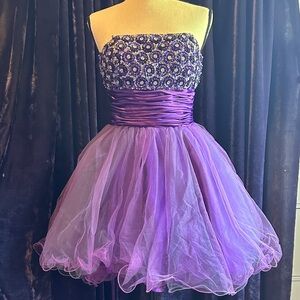 Fiesta Purple Dress with Floral Sequin Bodice